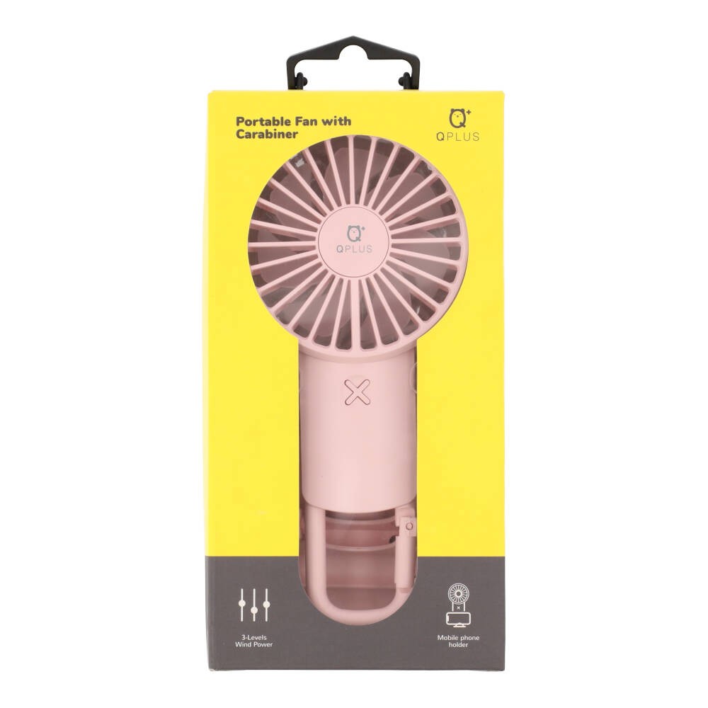 พัดลมพกพา QPLUS Portable Fan with Carabiner - Pink