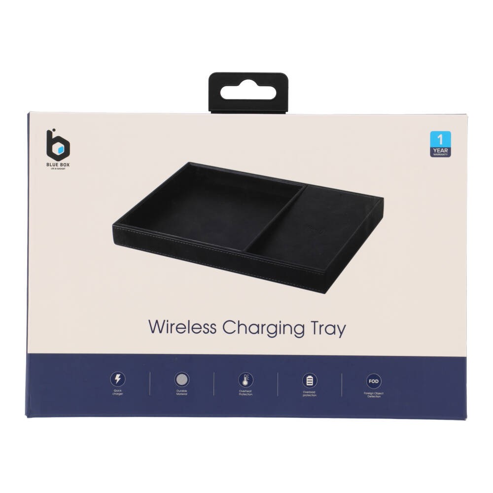 Blue Box Wireless charging Organizer Tray 10W Black PU Studio7 online