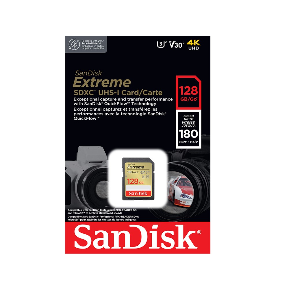 เมมโมรี่การ์ด SanDisk Extreme SDXC 128GB V30 U3 C10 (SDSDXV2-128G-GNCIN)