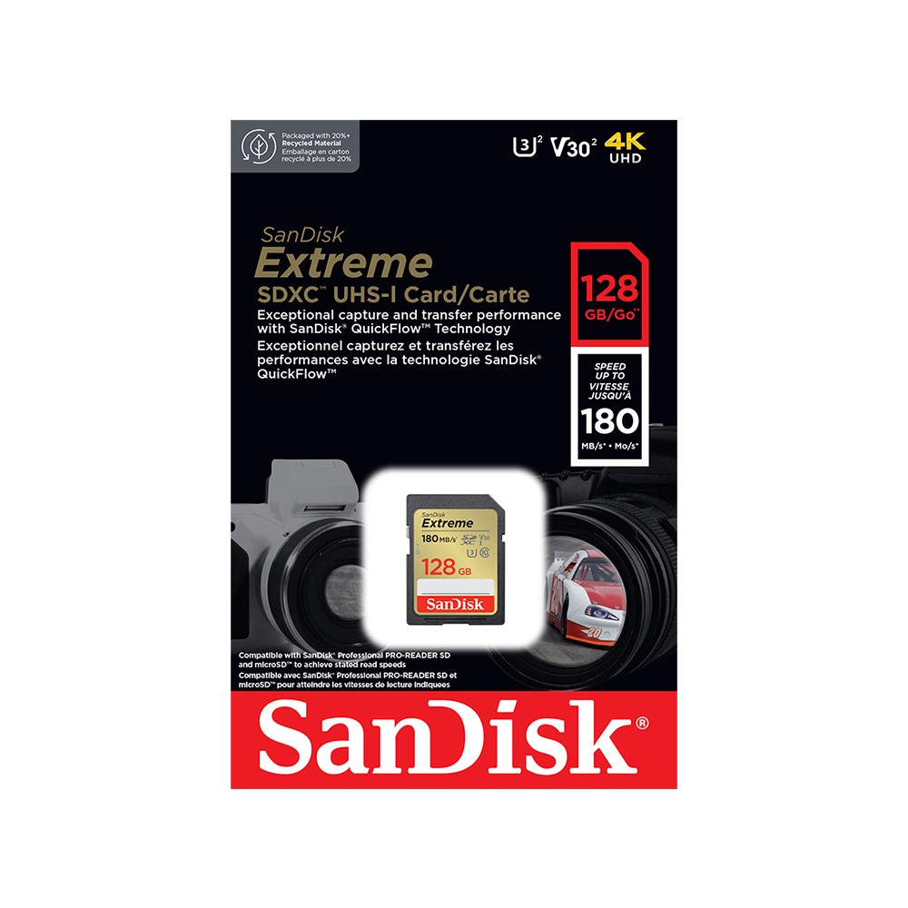 เมมโมรี่การ์ด SanDisk Extreme SDXC 128GB V30 U3 C10 (SDSDXV2-128G-GNCIN)