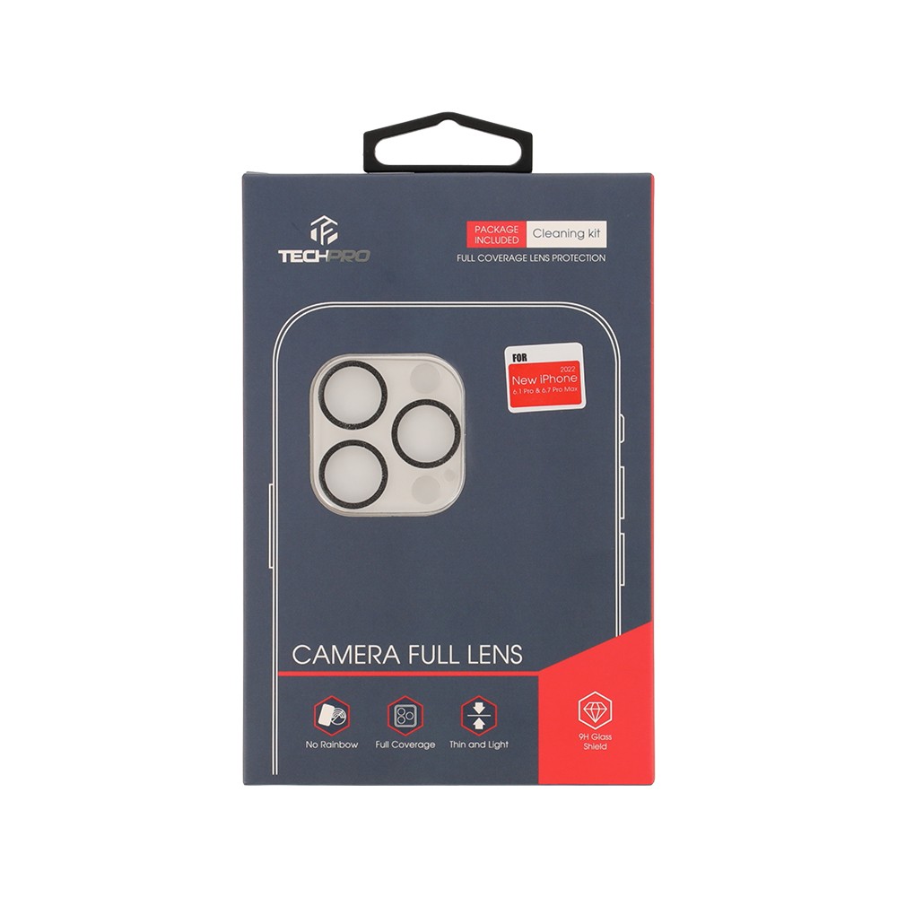 TECHPRO ฟิล์มกันเลนส์ Camera Full Lens iPhone 14 Pro/14 Pro Max Black