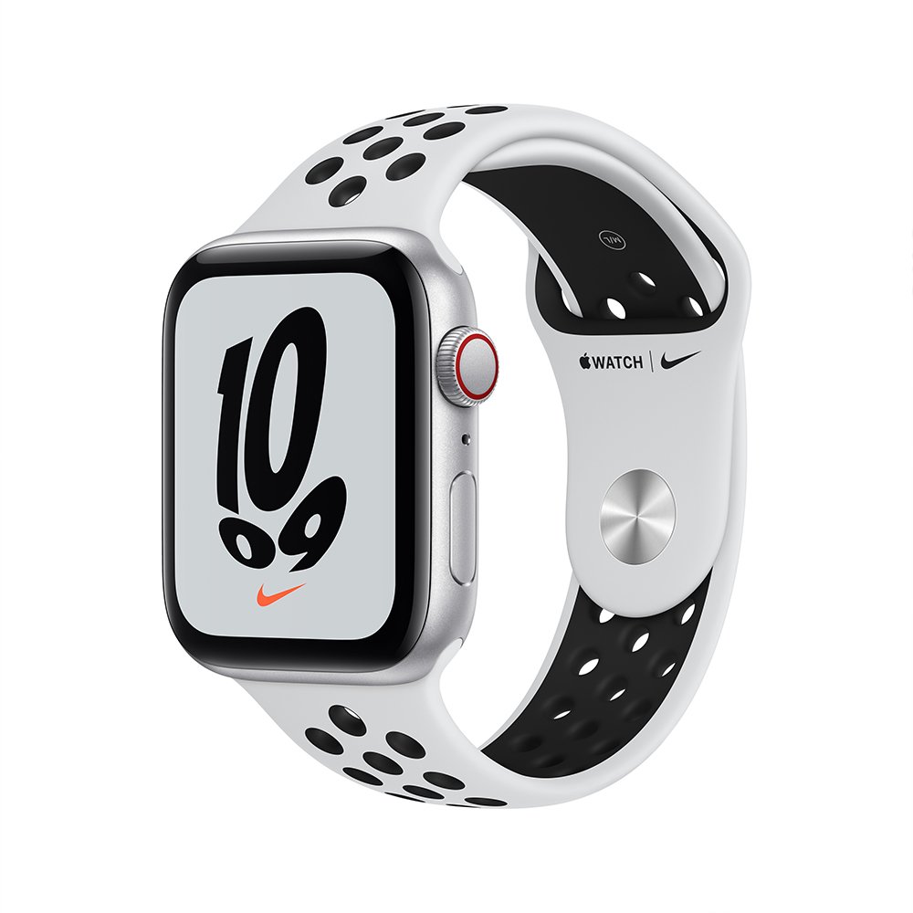Apple Watch Nike SE GPS Cellular 44mm Silver Aluminium Case with Pure Platinum Black Nike Sport Band 2022
