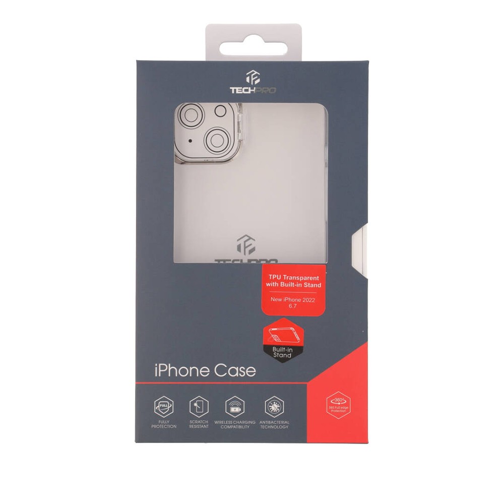 เคส TECHPRO iPhone 14 Plus TPU Transparent with Camera Stand