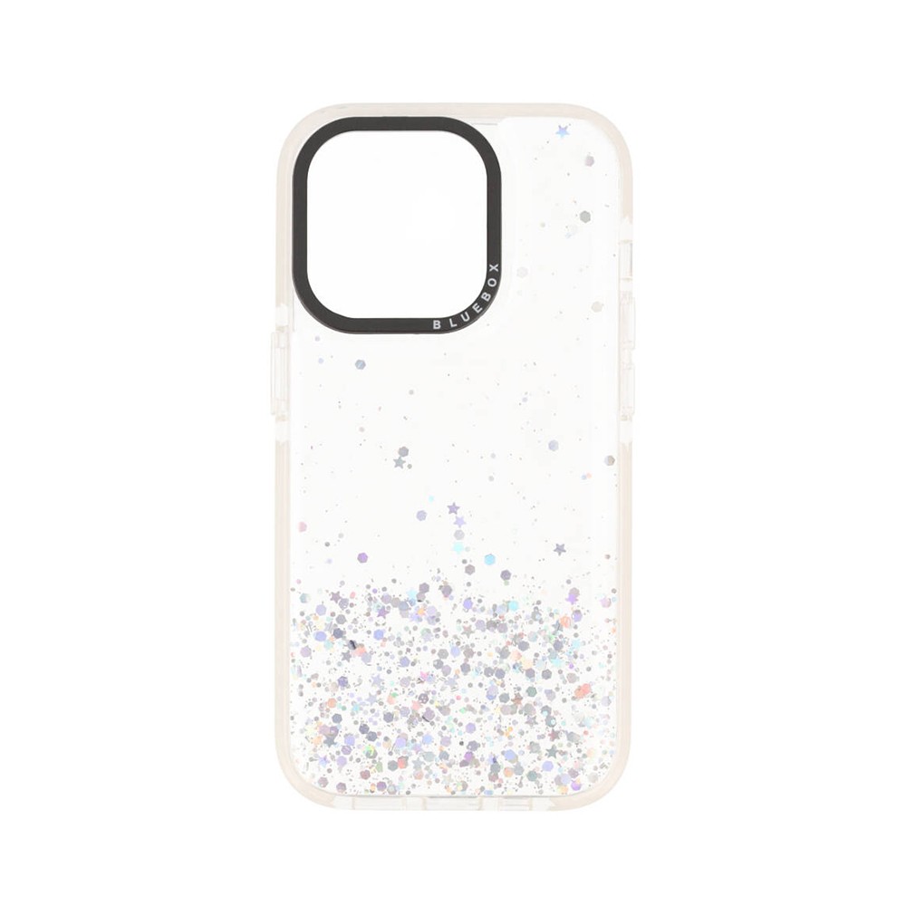 Blue Box Case IPhone 14 Pro 6 1 Clear Glitter With Black Camera Frame Blue Box Case IPhone 14 Pro 6 1 Clear Glitter With Black Camera Frame