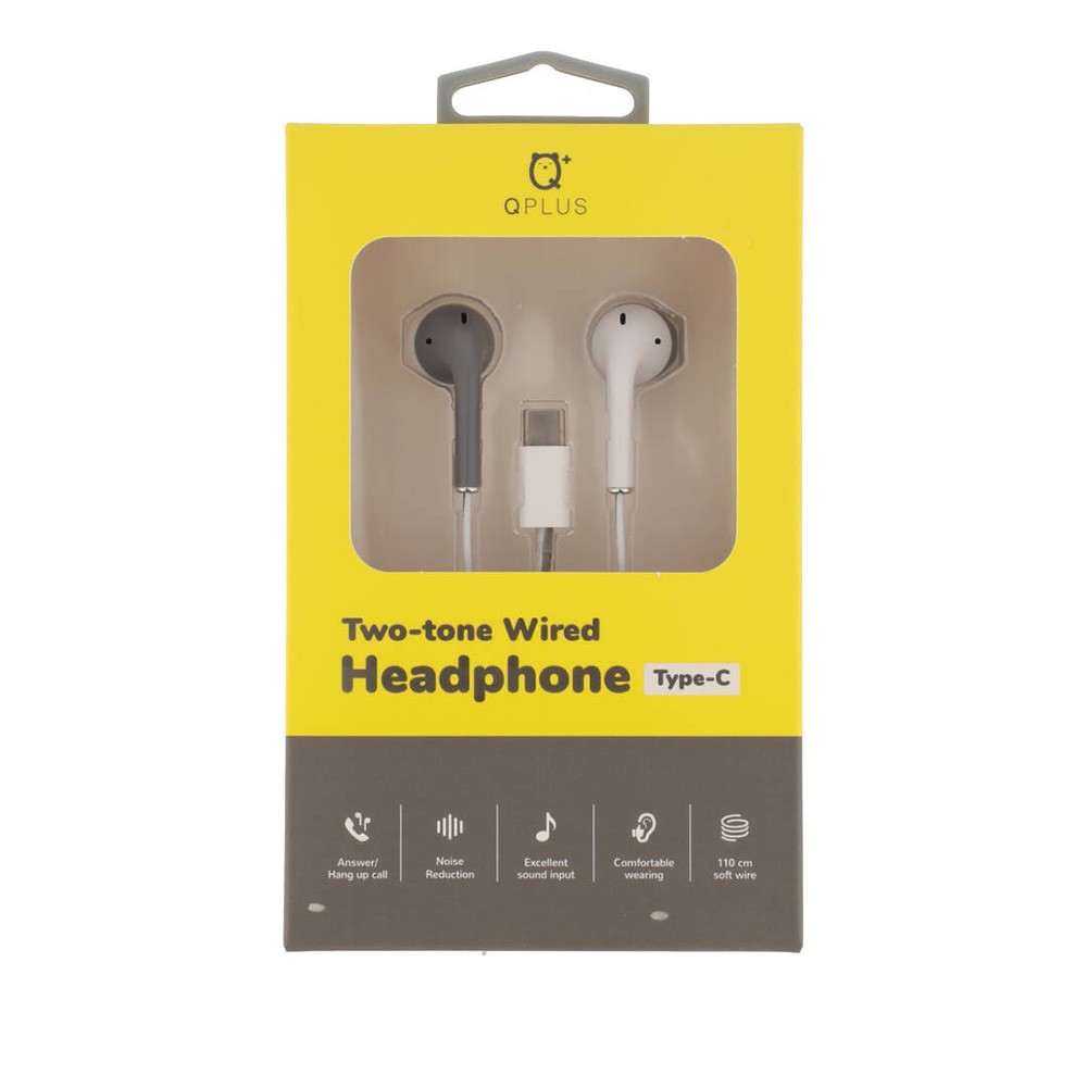 หูฟังมีสาย QPLUS Two-tone Type-C Gray/White