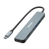 BWOO 7-in-1 USB-C to 3x USB-A, HDMI, Micro SD, SD and PD (GD-TA608) Grey