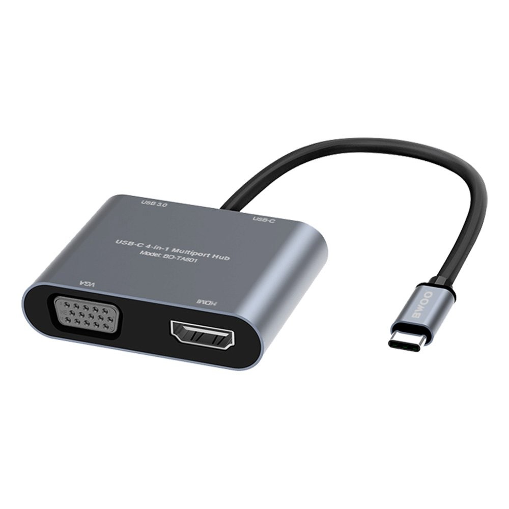 อุปกรณ์ต่อพ่วง BWOO 4in1 USBC to USBA, VGA, HDMI and PD (GDTA601