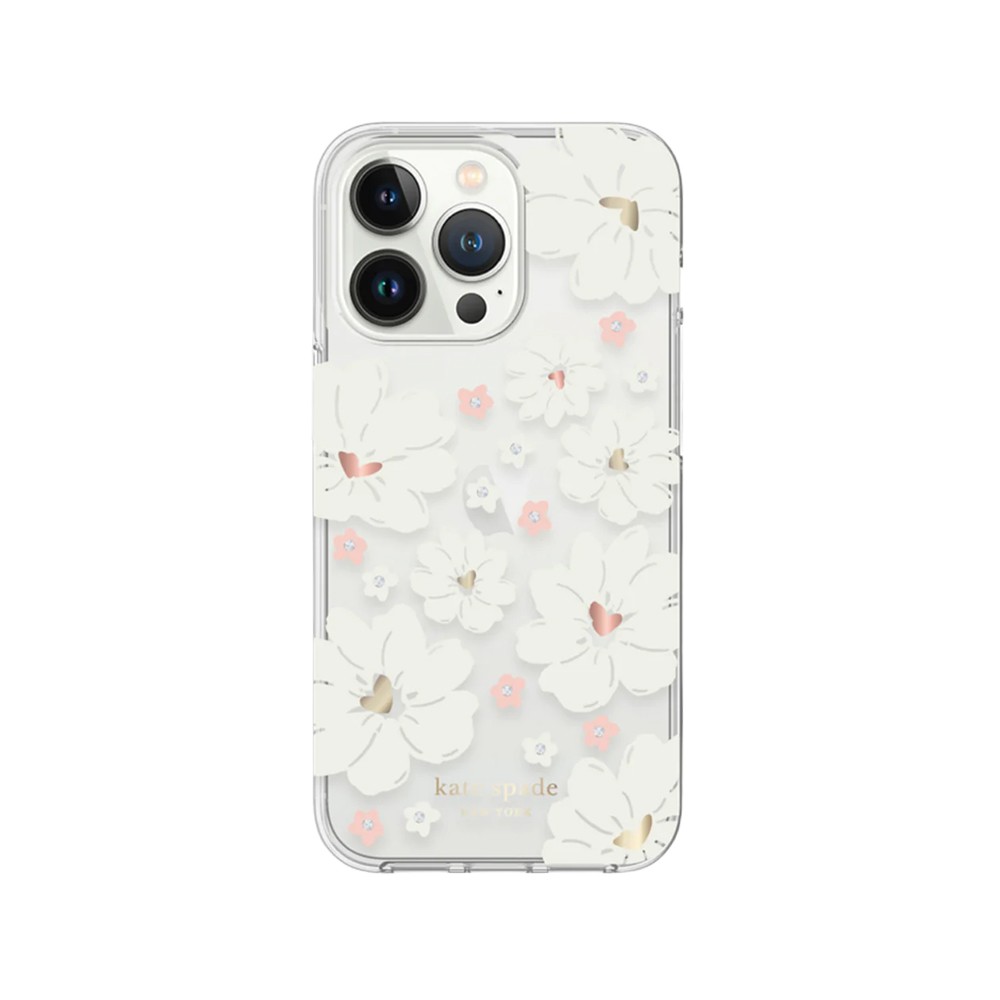 Kate Spade New York เคส iPhone 14 Pro Max Classic Peony/Cream/Rose Gold Foil/Gold Foil/Gems