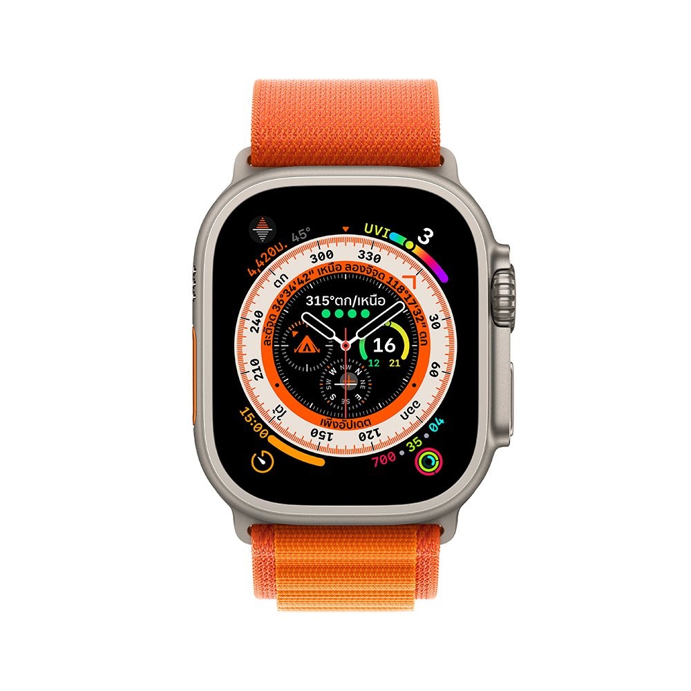 Apple Watch Ultra GPS + Cellular 49mm Titanium Case with Orange Alpine Loop - Small