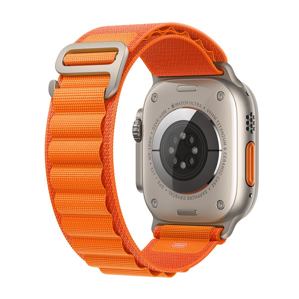 Apple Watch Ultra GPS + Cellular 49mm Titanium Case with Orange Alpine Loop - Small