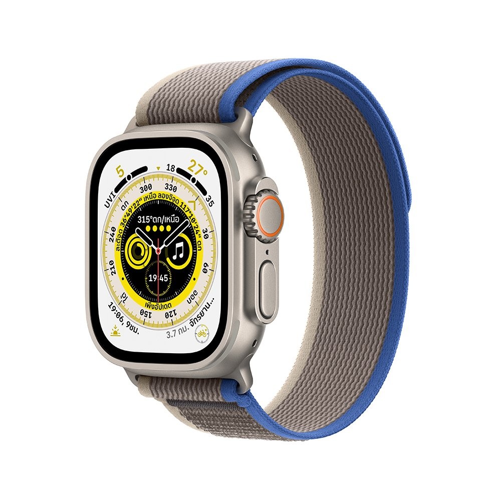 Apple Watch Ultra GPS + Cellular 49mm Titanium Case with Blue/Gray Trail Loop - S/M