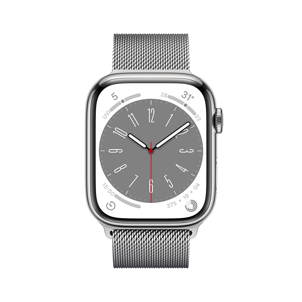 Apple Watch Series 8 GPS + Cellular 41mm Silver Stainless Steel Case with Silver Milanese Loop