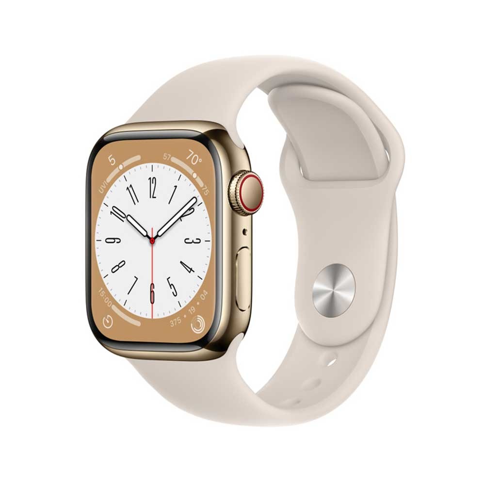 Apple Watch Series 8 GPS + Cellular 41mm Gold Stainless Steel Case with Starlight Sport Band