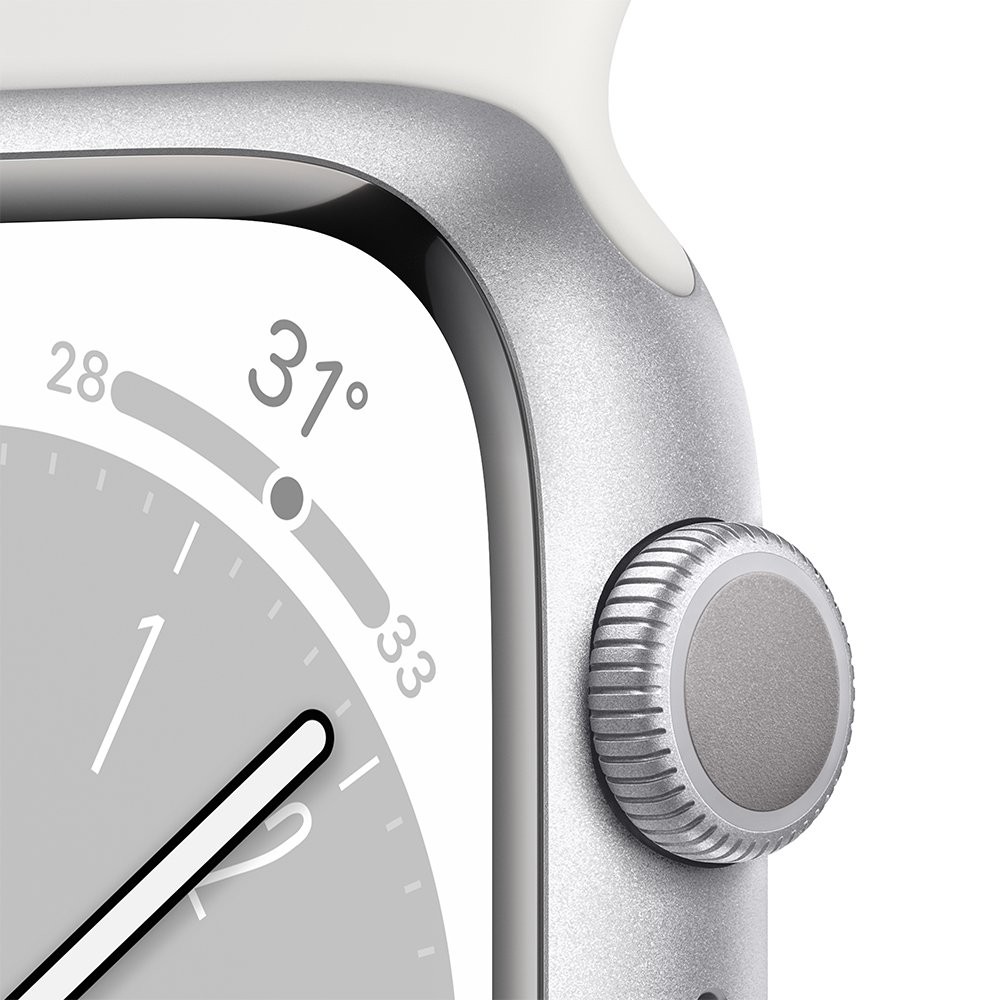 Apple Watch Series 8 GPS 41mm Silver Aluminium Case with White Sport Band
