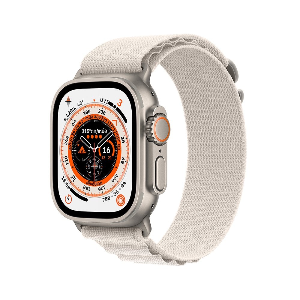 Apple Watch Ultra GPS + Cellular 49mm Titanium Case with Starlight Alpine Loop - Large