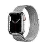 Apple Watch Series 7 GPS + Cellular 45mm Silver Stainless Steel Case with Silver Milanese Loop