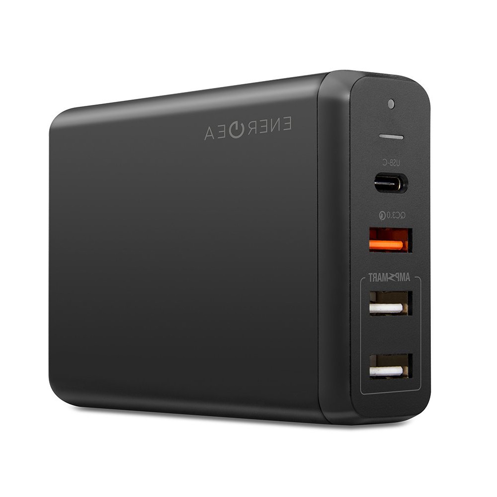 Energea Wall USB Charger 3 USB-A (QC3.0A) / 1 USB-C (PD75W) Gunmetal