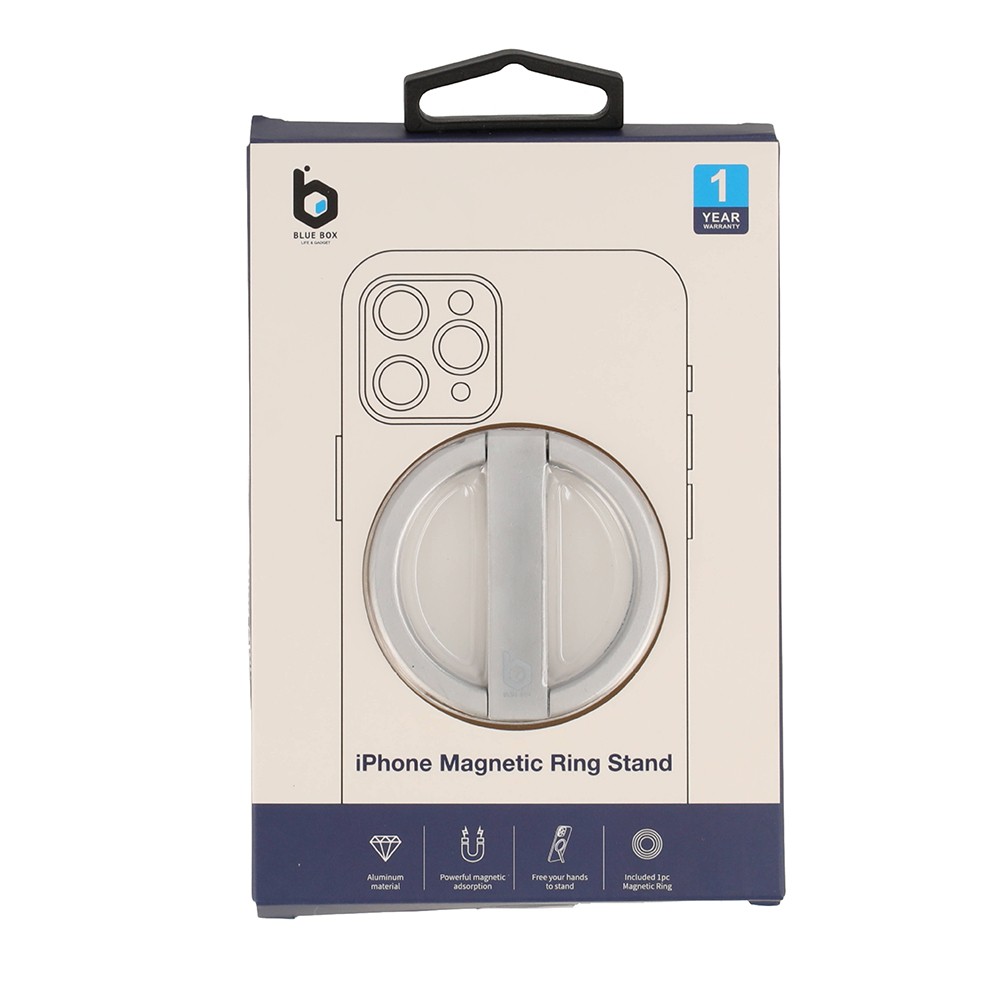 Blue Box iPhone Magnetic Stand Ring - Sliver