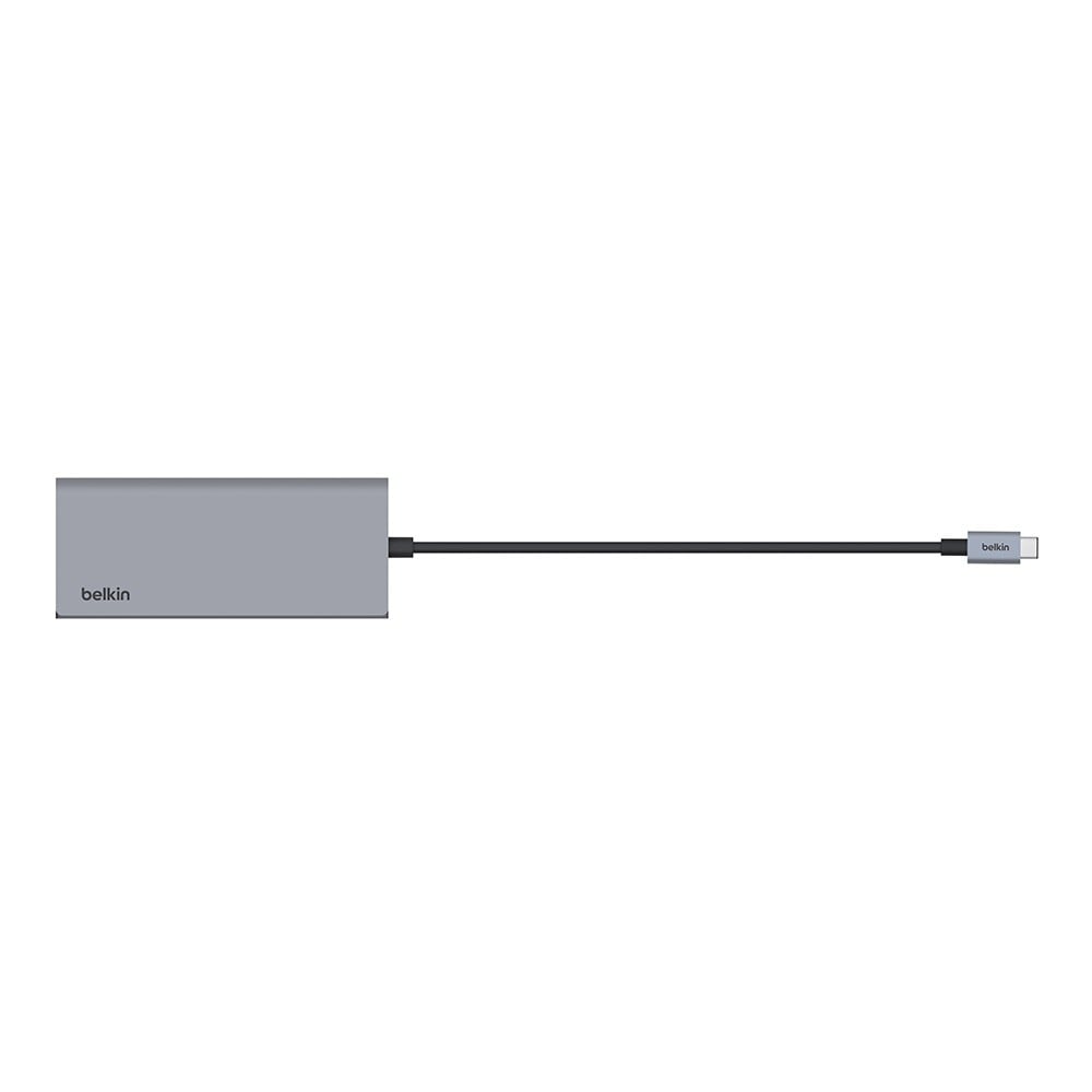 Belkin 7-in-1 USB-C to 2x USB-A, USB-C, SD/MicroSD, HDMI and Lan (INC009btSGY) Grey