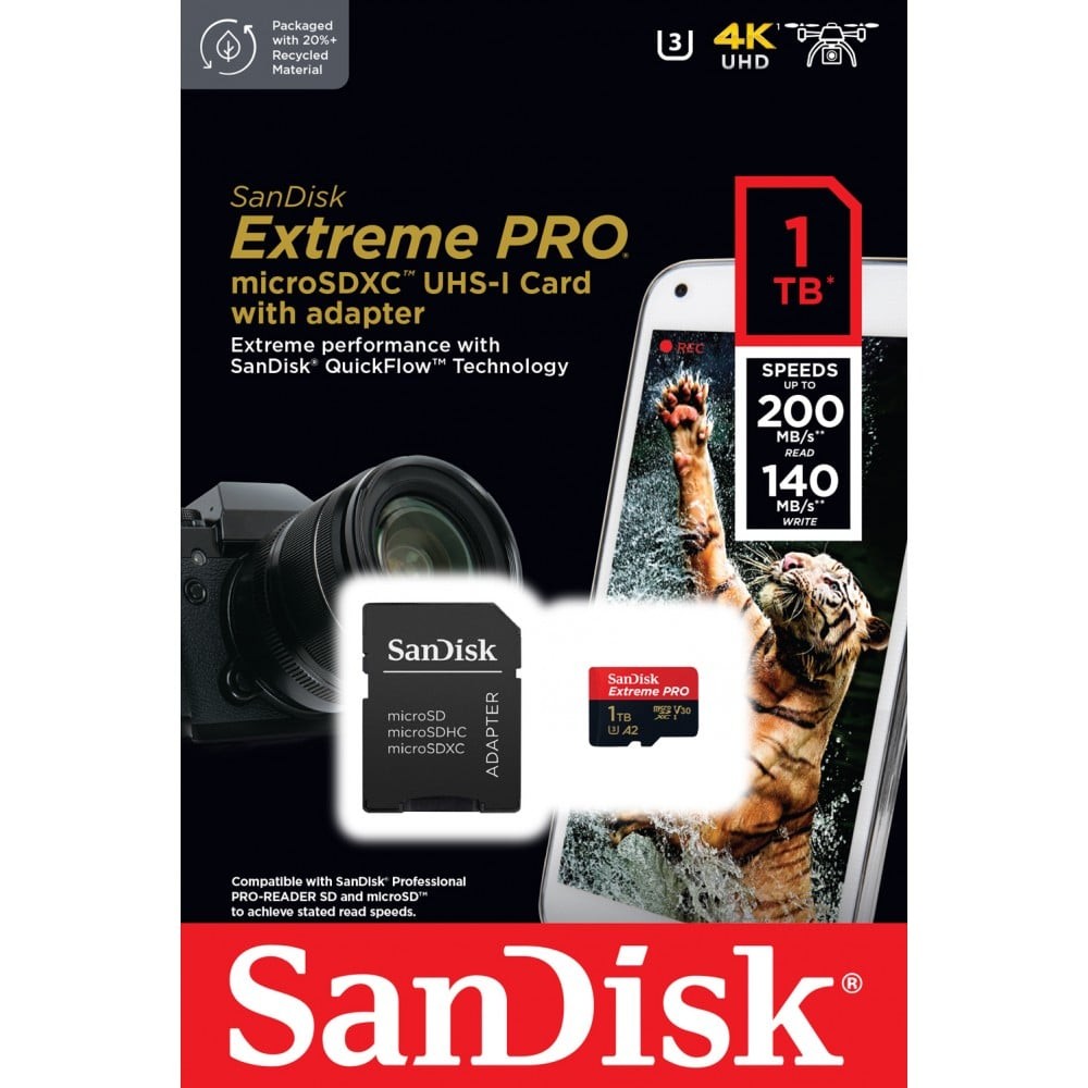 เมมโมรี่การ์ด SanDisk Extreme Pro microSDXC 1TB C10 A2 with SD adaptor