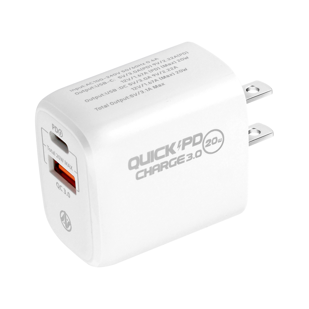 อะแดปเตอร์ ASAKI Wall Charger 1 USB-A  / 1 USB-C White