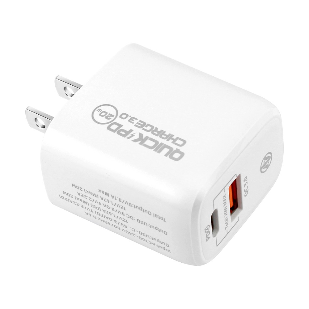 อะแดปเตอร์ ASAKI Wall Charger 1 USB-A  / 1 USB-C White