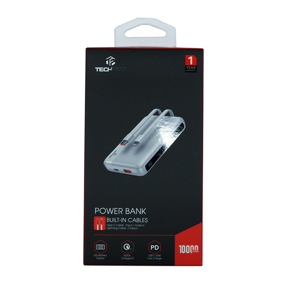 พาวเวอร์แบงค์ TECHPRO 10,000 mAh W1008C