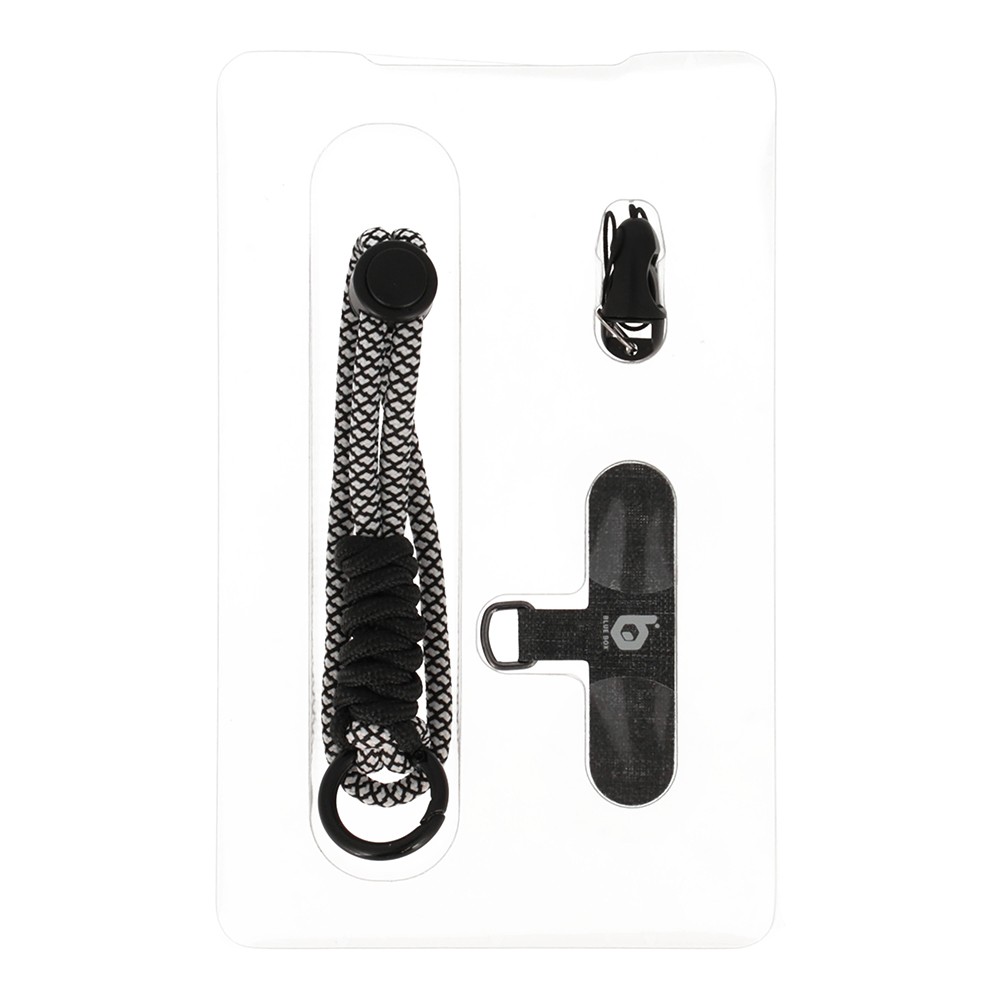สายคล้องมือถือ Blue Box Rope Phone Strap Hanging with card - Black/White