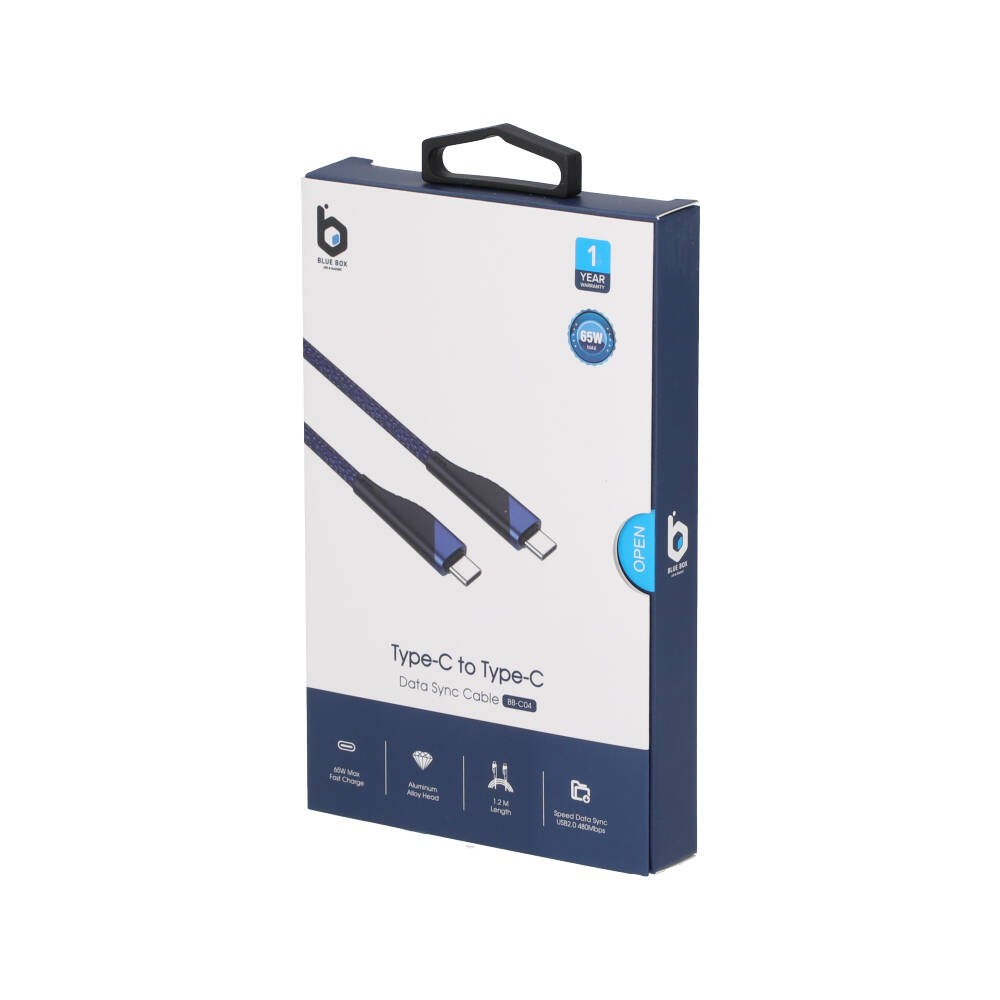 สายชาร์จ TypeC ราคาถูก คุณภาพดี Blue Box 65w Fast Charge & Data Sync