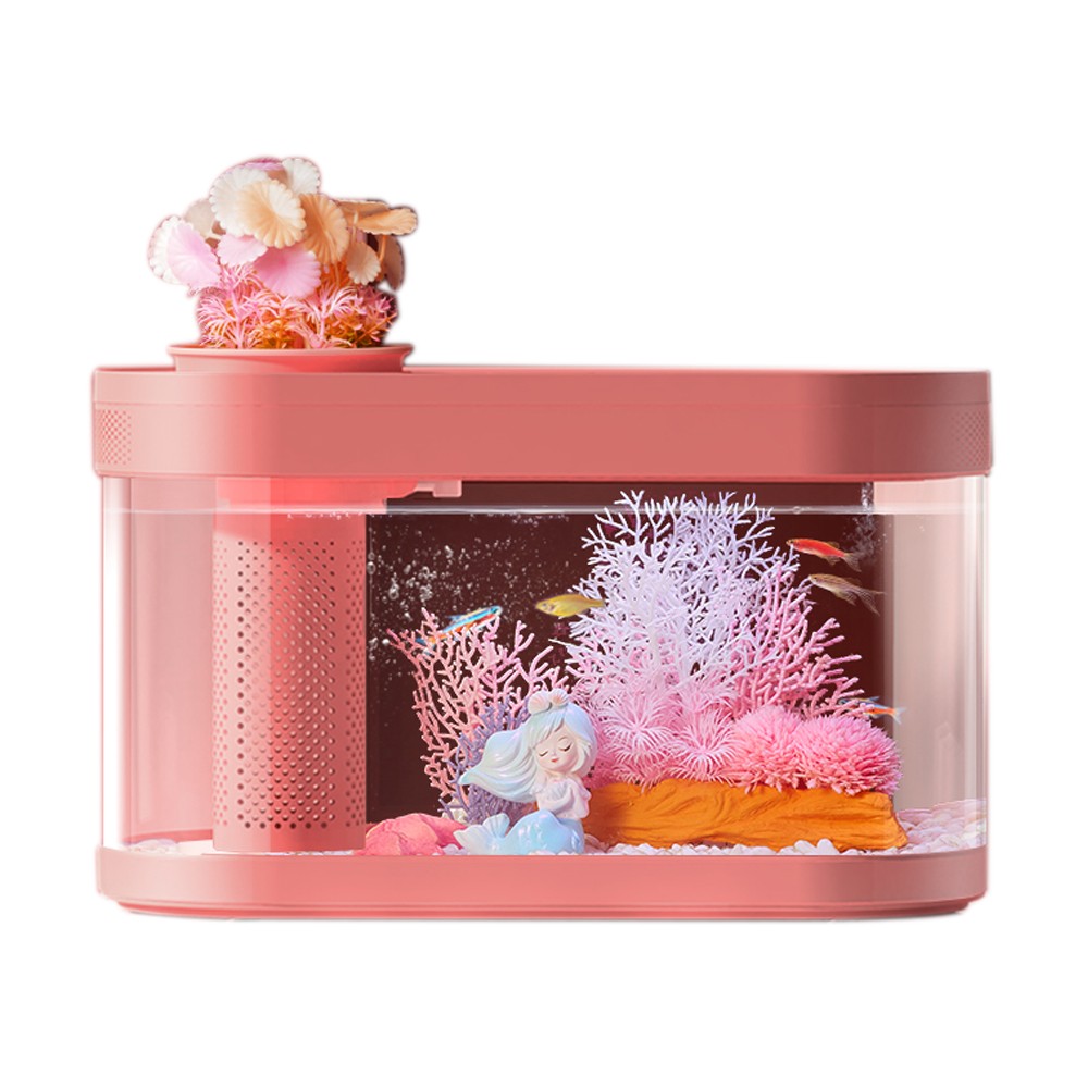 ตู้ปลา Xiaomi Descriptive Geometry Amphibious Ecological Lazy Fish Tank Pink