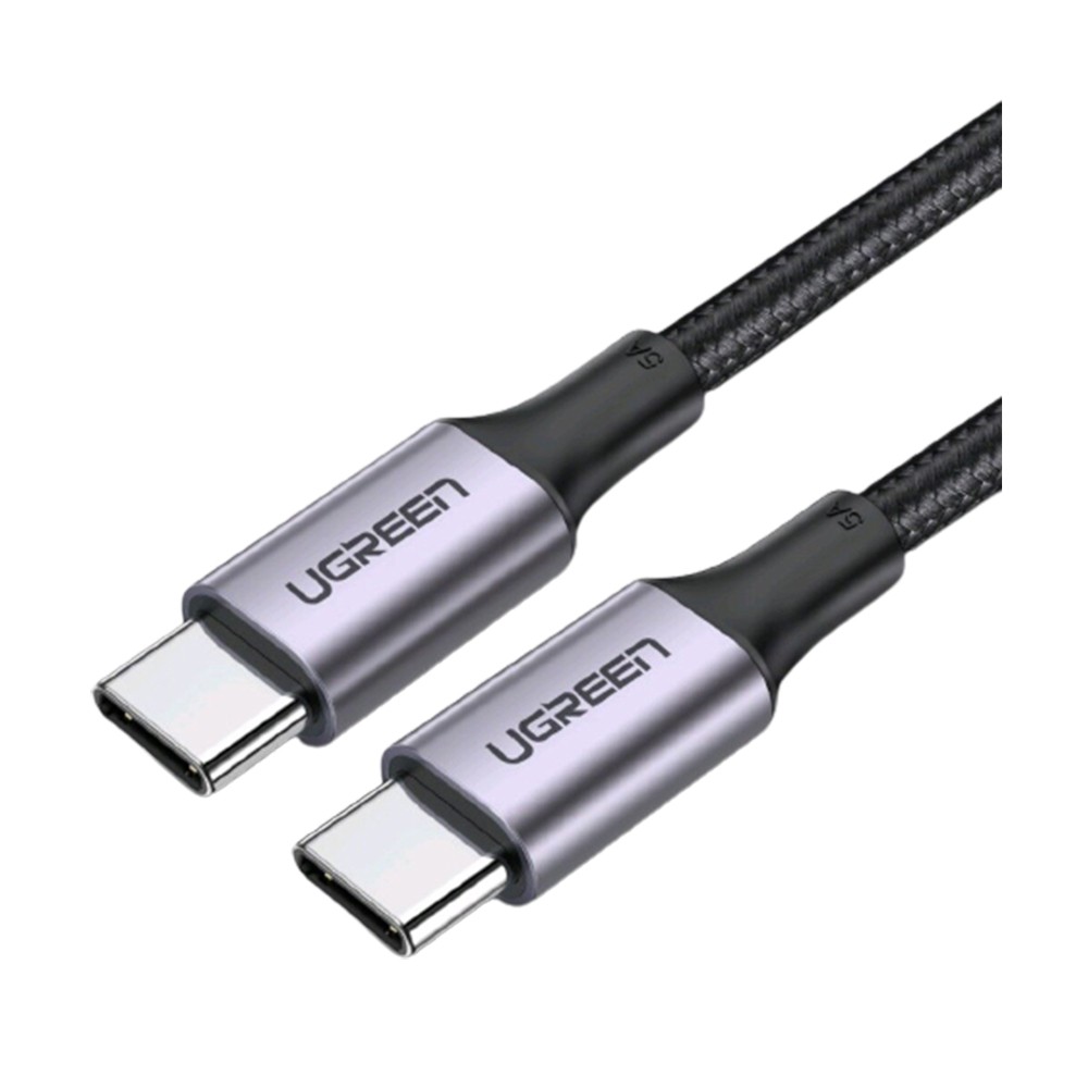สายชาร์จ Ugreen USB-C to USB-C Cable Nylon 5A/100W 2M. Black (70429)