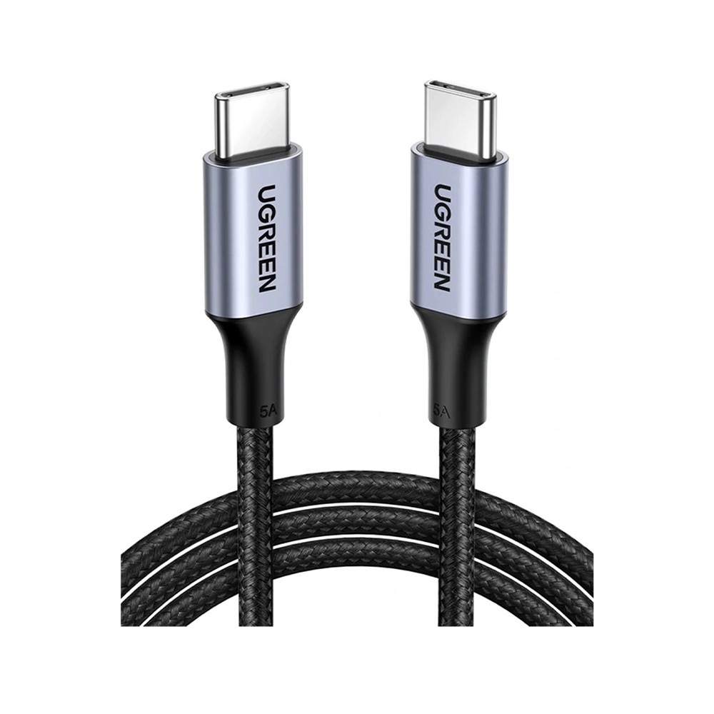 สายชาร์จ Ugreen USB-C to USB-C Cable Nylon 5A/100W 1M. Black (70427)