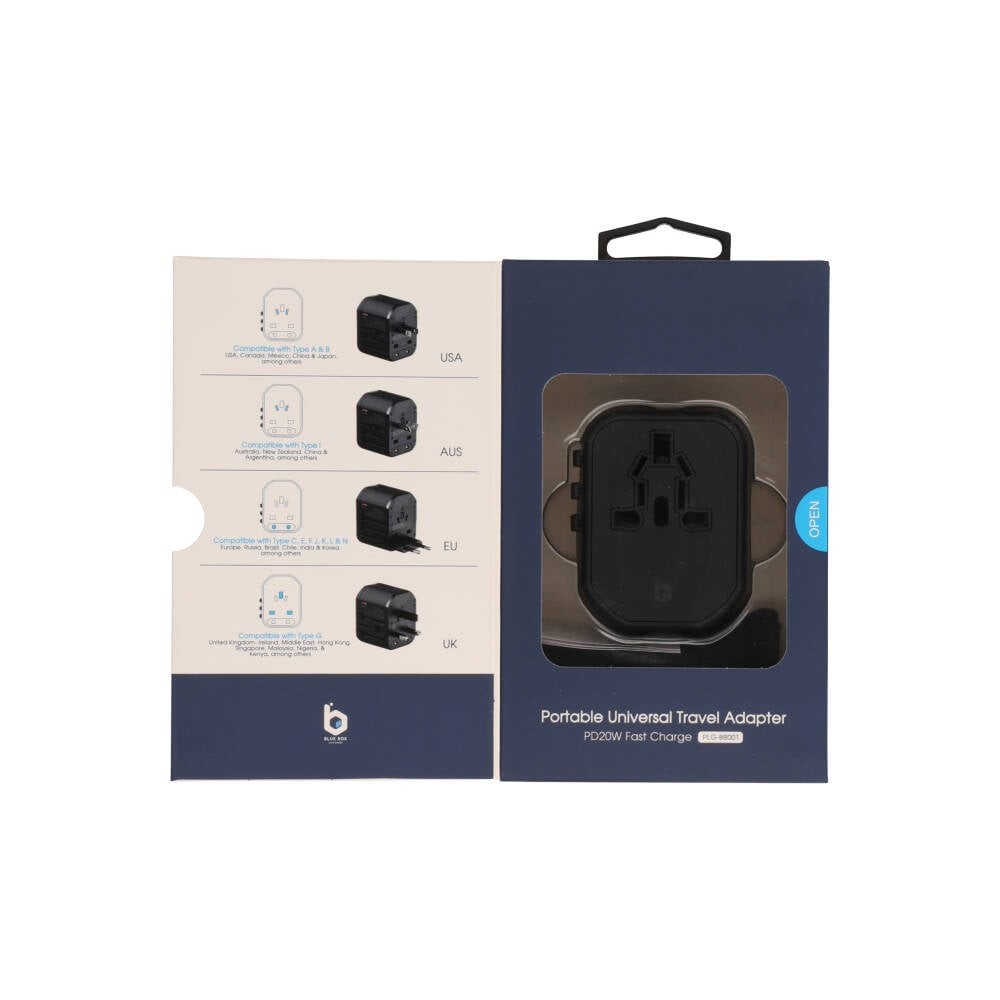 อะแดปเตอร์ Blue Box Multifunction Universal Travel Adapter Black (PLGBB001)