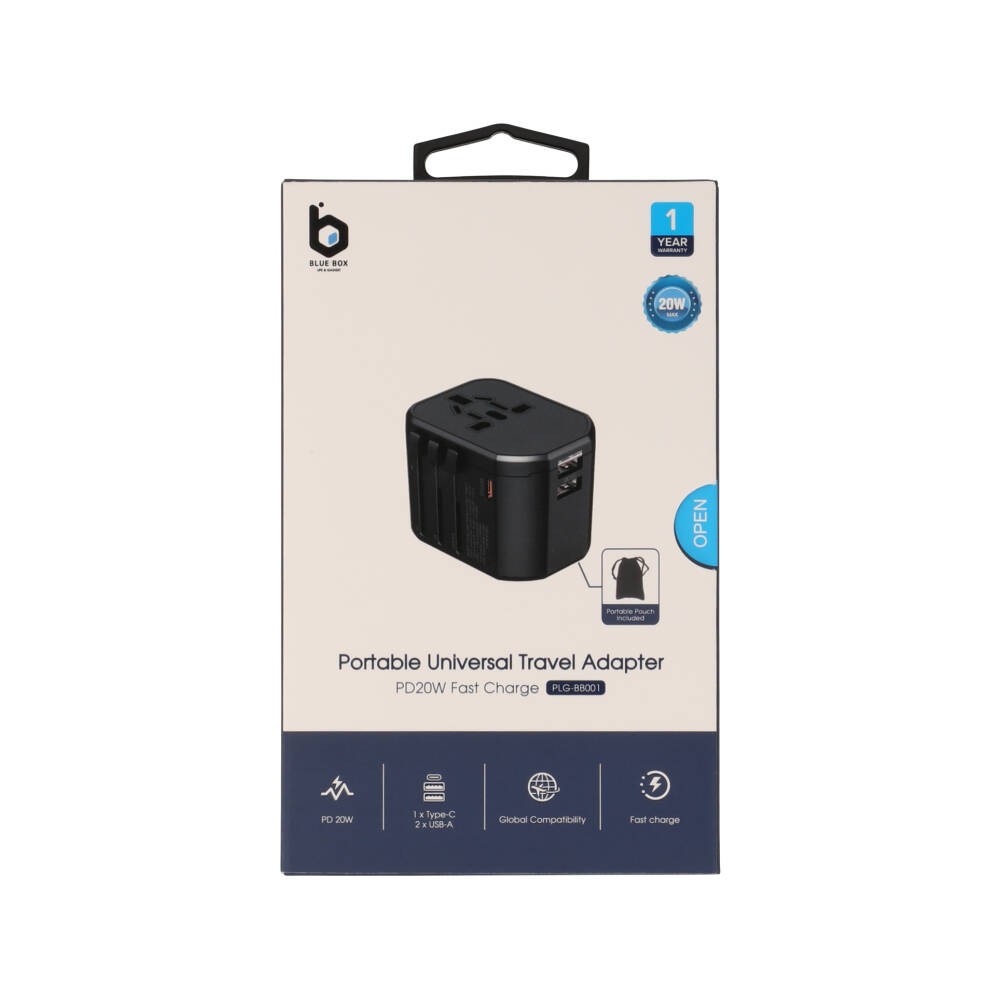 อะแดปเตอร์ Blue Box Multifunction Universal Travel Adapter Black (PLGBB001)