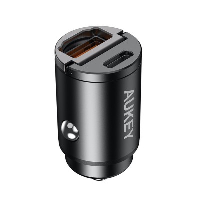 ที่ชาร์จแบตในรถ AUKEY 1 USB-A 12W / 1 USB-C 30W Black