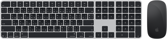 มุมมองด้านบนของ Magic Keyboard พร้อม Touch ID และ Magic Mouse