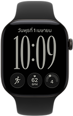 Apple Watch Series 12, ตัวเรือนอะลูมิเนียม, สีดำ, หน้าปัดนาฬิกา Responsive Art, สายแบบ Sport Band, สีดำ